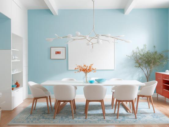 Blue dining room table chairs