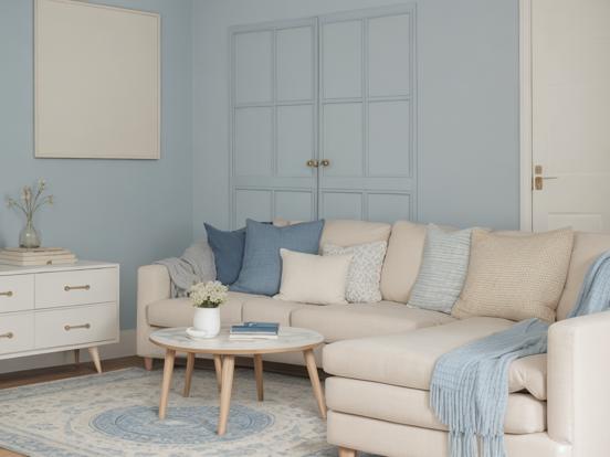 Blue cream living room decor