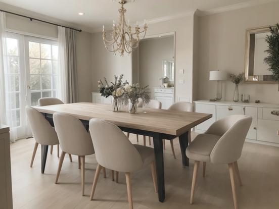 Dining room with beige decor