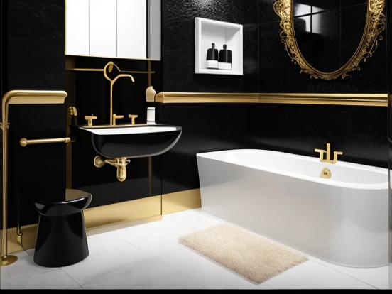 Luxury black gold bathroom closeup