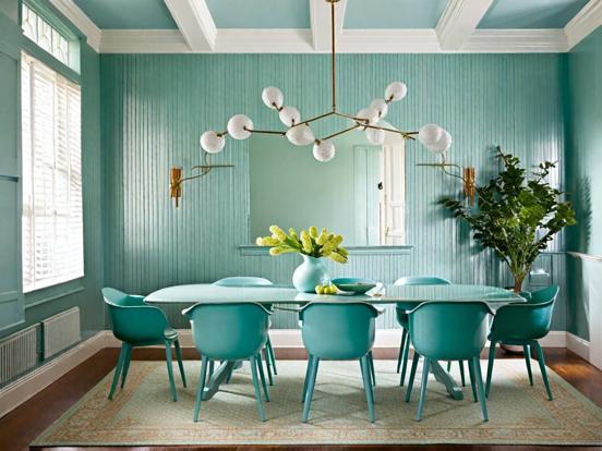 Teal dining room decor