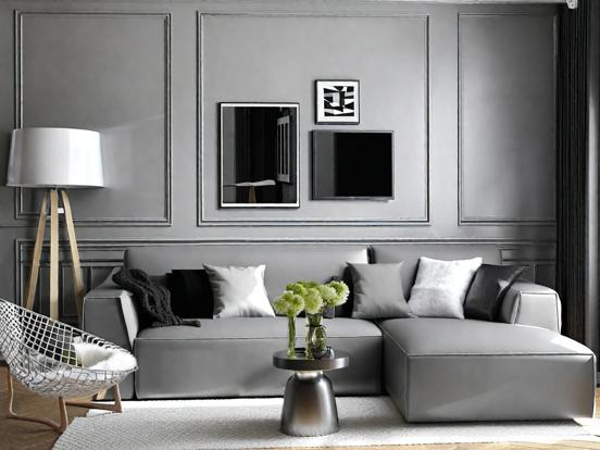 modern black and white living room