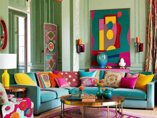 Bright colorful living room