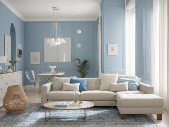 Blue cream living room decor