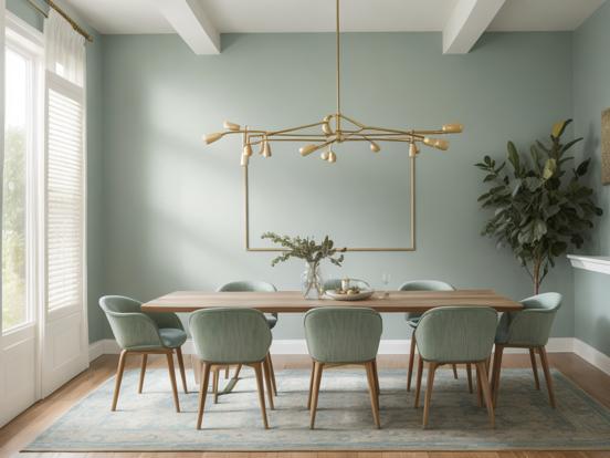 Teal gold dining room decor