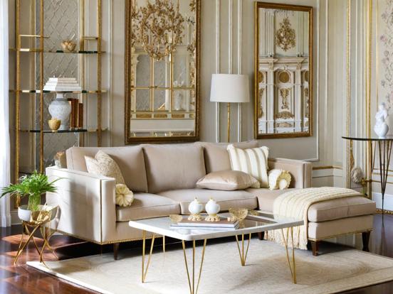 Gold beige living room decor