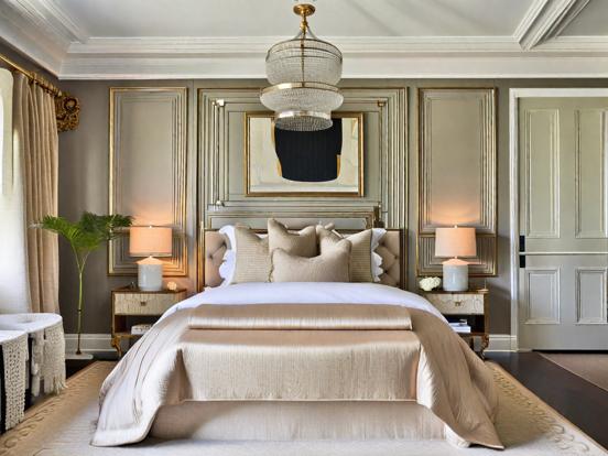 Luxurious gold beige bedroom