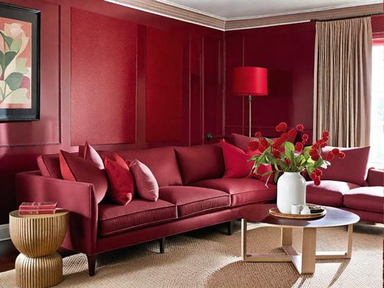 Bright red living room decor