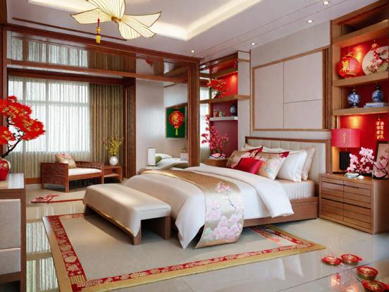 Arafed Asian style bedroom