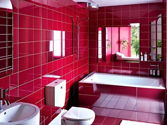 Red white bathroom decor