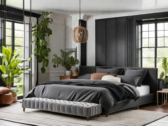 Serene loft bedroom with plant