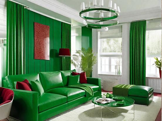 Bright green living room decor