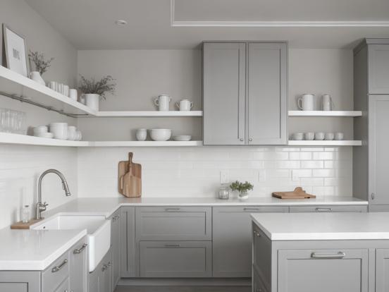 Small grey white kitchen sink