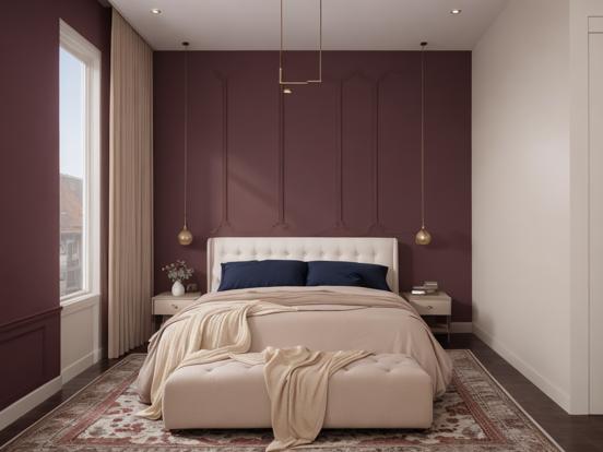 Serene minimalist bedroom CGI