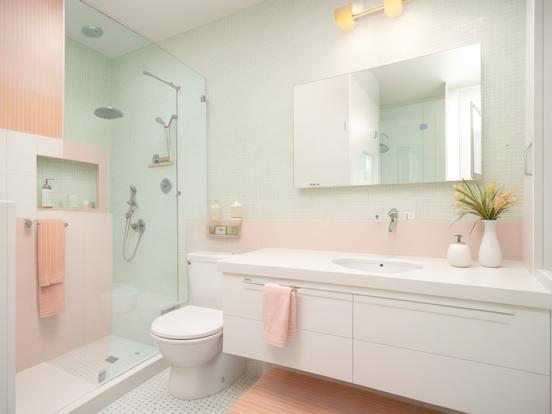 Modern pastel bathroom interior