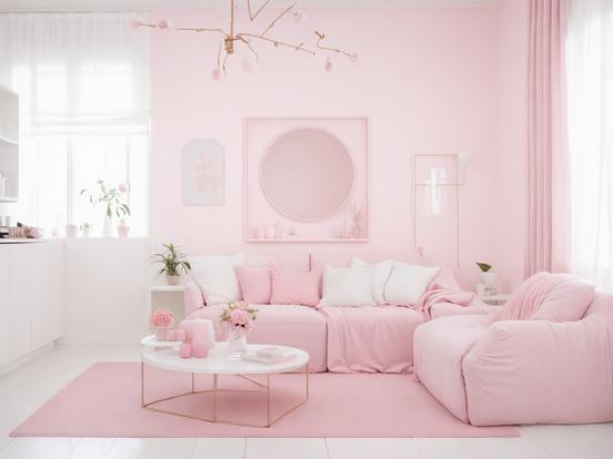 Pink couch in bright room