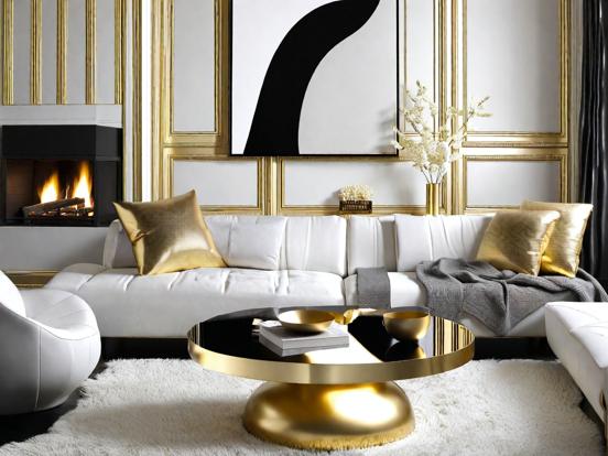 Luxurious white gold living room