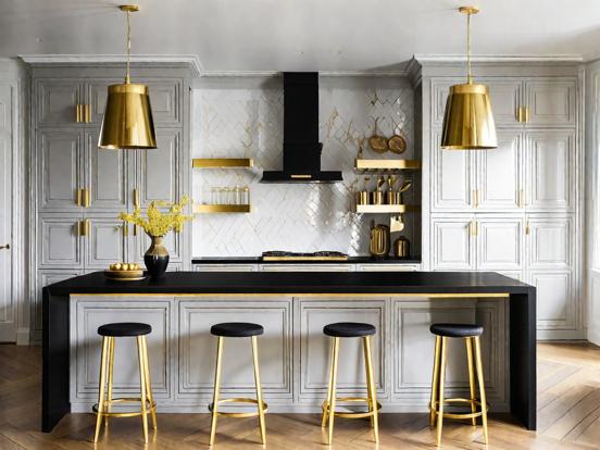 Gold black kitchen baroque style