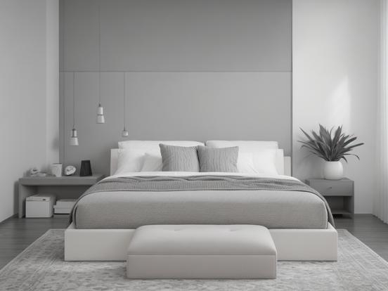 White bed minimalist bedroom