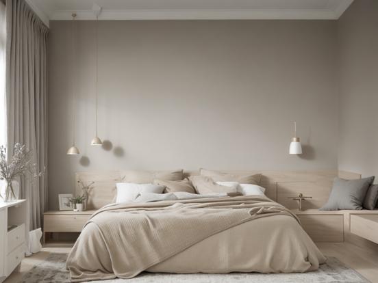 Beige minimalist bedroom decor