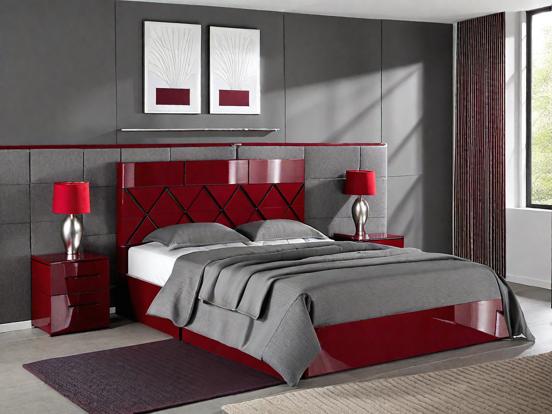 Luxury red bed grey room