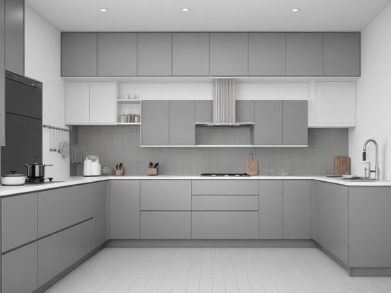 Modern white gray kitchen CGI