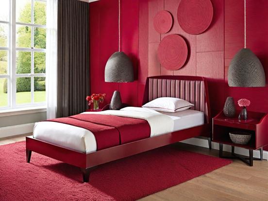 Red bedroom closeup