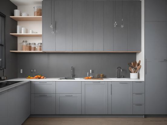 grey and orange kitchen