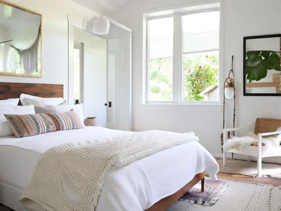 Serene white bedroom setup