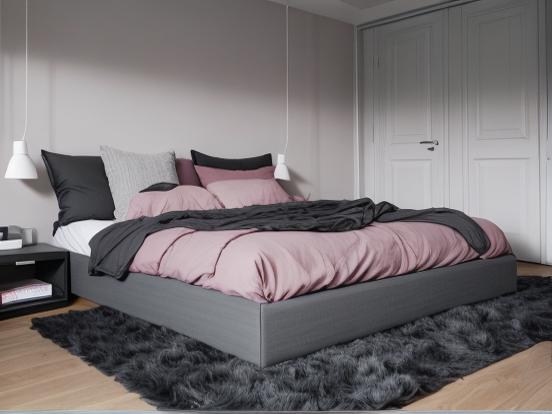 Cozy Scandinavian bed pink grey