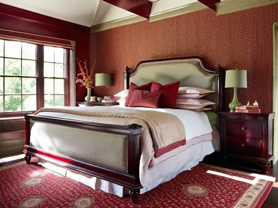 Cozy red grey bedroom decor