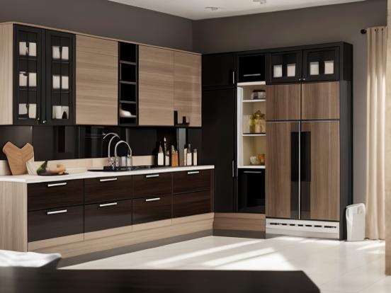 Luxury dark wood kitchen setup