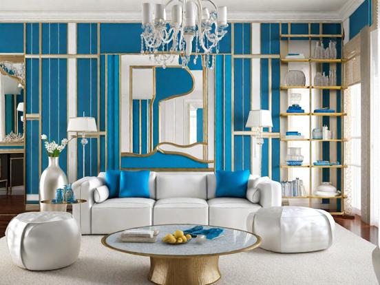 elegant blue and white living room