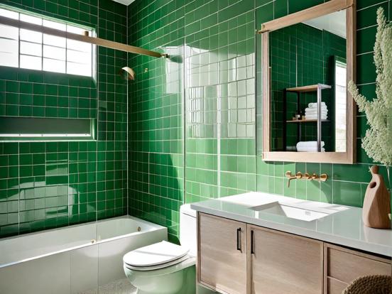 Modern green gold bathroom closeup