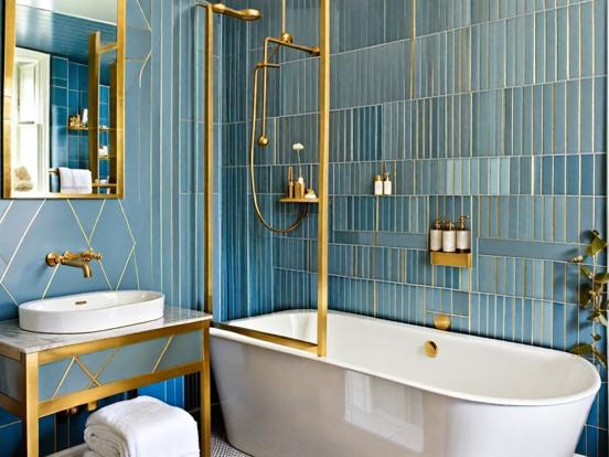 Blue Grey and Gold Bathroom Ideas