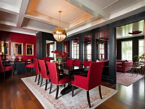 Red black dining room decor