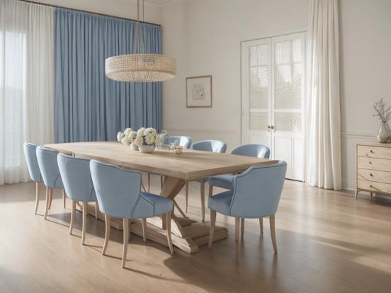 Blue dining room with decor