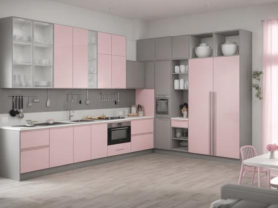 Modern pink grey kitchen