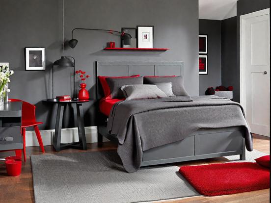 Red black bedroom closeup