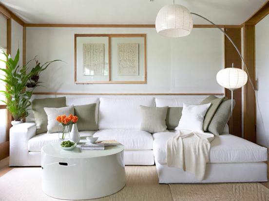 White couch living room serene