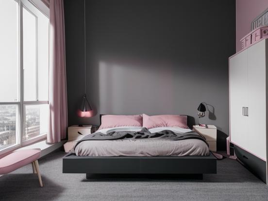 black grey and pink bedroom