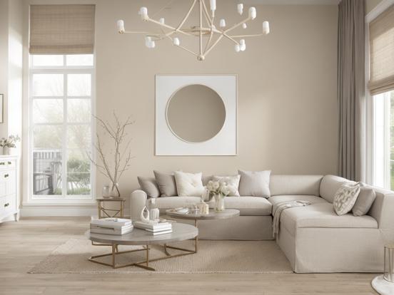 Living room with beige decor