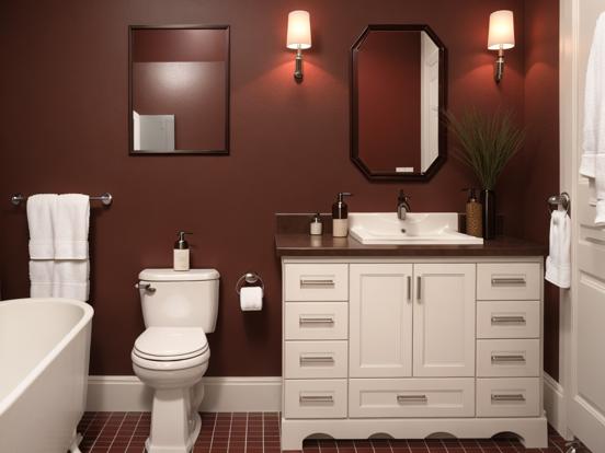 red and brown bathroom