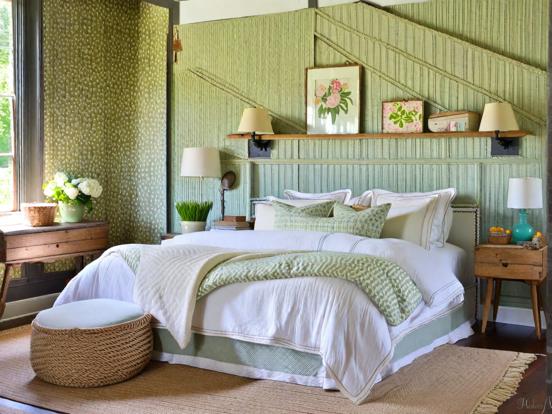 Serene green bedroom decor