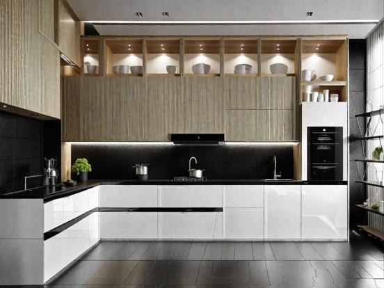 Luxury black white kitchen