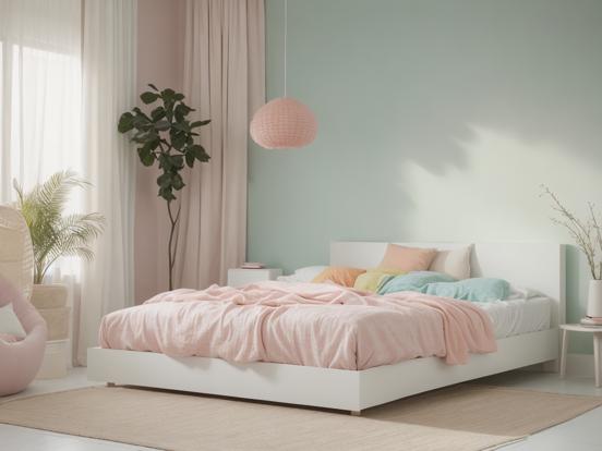 Bright pastel bedroom decor