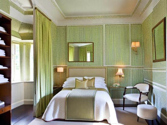 Elegant green gold bedroom decor