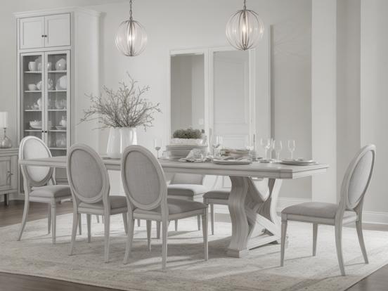 White dining table set closeup