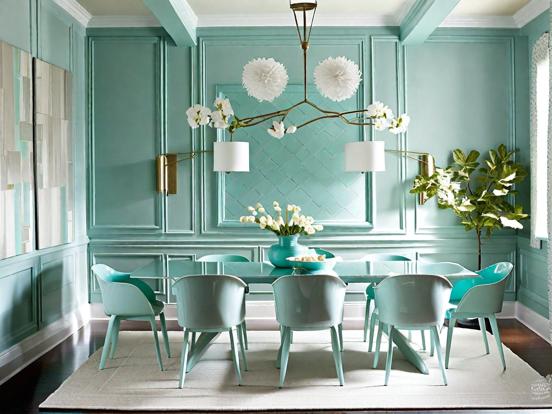 Teal dining room closeup