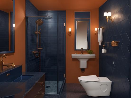 Luxury teal orange bathroom